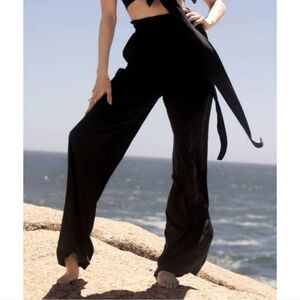 Diarrablu Sustainable Leer Palazzo Pants Solid Noir Black High Rise Size Small